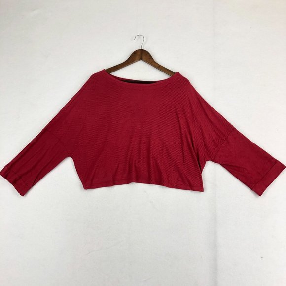 BB Dakota NWT Women's Size Medium Earth Red Hang Loose Wide Sleeve Crop Top - Picture 1 of 9